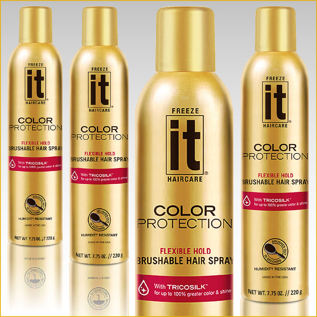 Freeze IT Color Protection Flexible Hold Brushable Hair Spray Aerosol Four Pack $10.00 off -7.75 oz